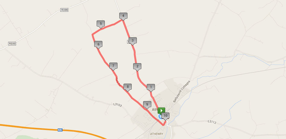 Fields of Athenry 10k route